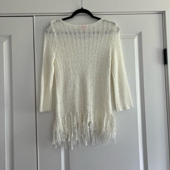 Lily‎ Pulitzer Women's Loose Knit Sweater with Fringe White Size XS - Picture 6 of 9